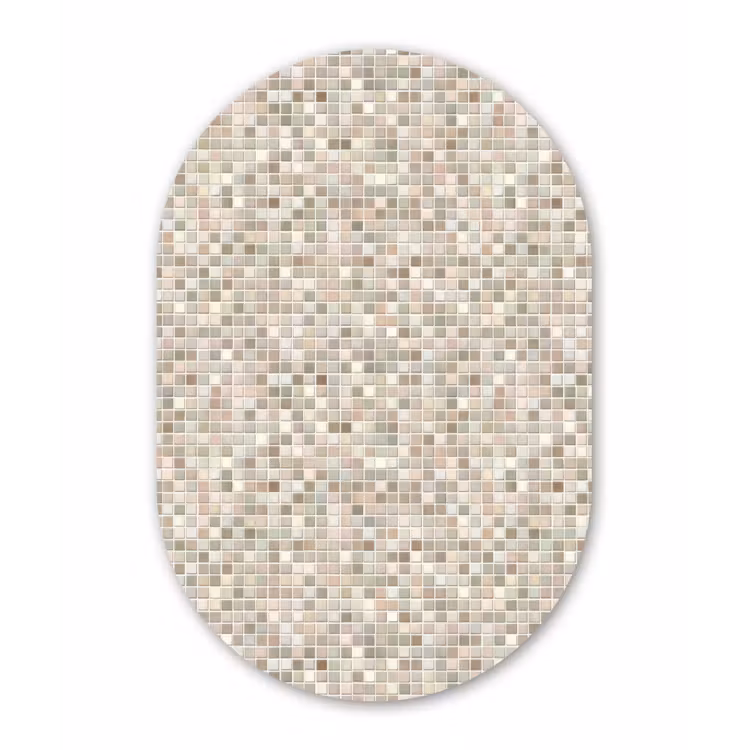 Mozaïek - Patroon- Taupe Wandcirkel Ovaal Aluminium middel 839 -3d