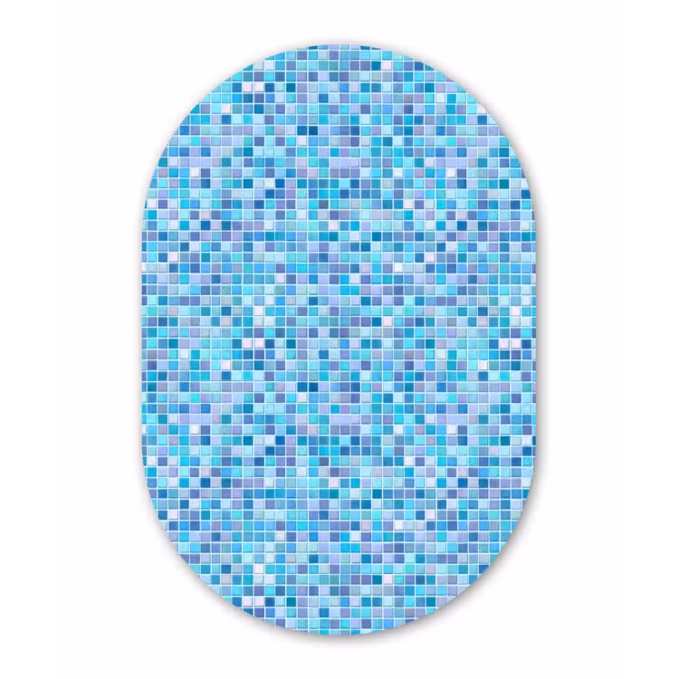 Mozaïek - Patroon - Turquoise Wandcirkel Ovaal Aluminium middel 839 -3d