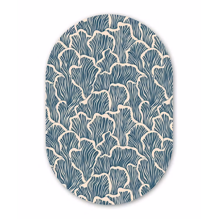 Organisch - Blauw - Crème - Schelpen Wandcirkel Ovaal Aluminium middel 839 -3d