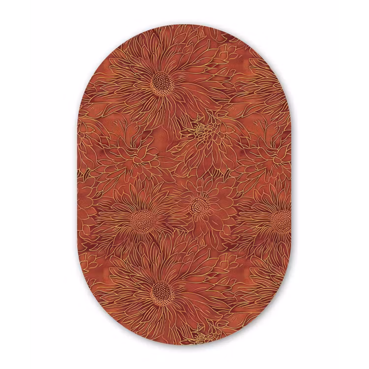 Oosters - Bloemen - Terracotta Wandcirkel Ovaal Aluminium middel 839 -3d