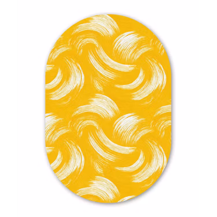 Verfstreken - Abstract - Dynamisch - Geel Wandcirkel Ovaal Aluminium middel 839 -3d