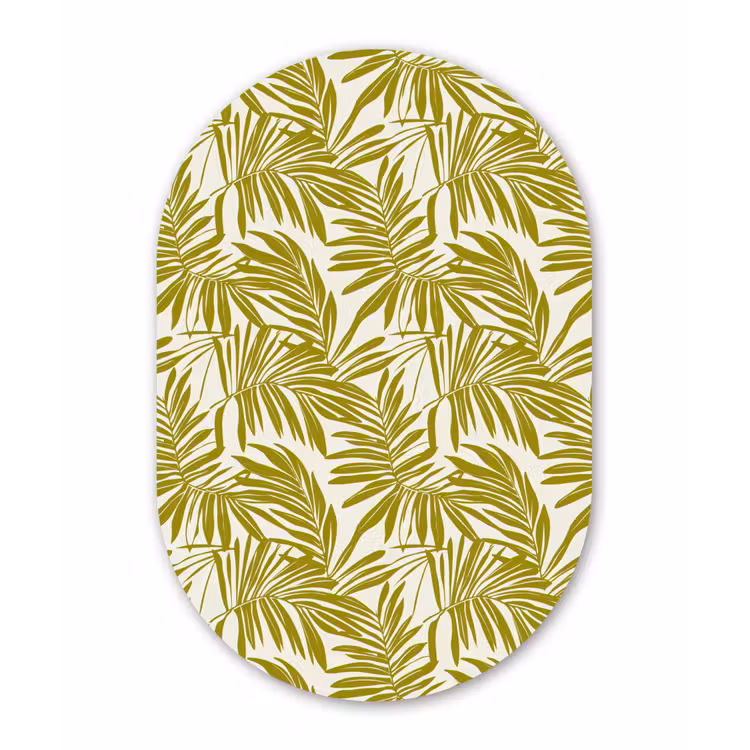 Palmblad - Patroon - Groen Wandcirkel Ovaal Aluminium middel 839 -3d