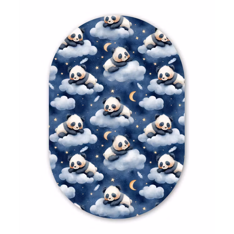Panda's - Slapen - Blauw Wandcirkel Ovaal Aluminium middel 839 -3d