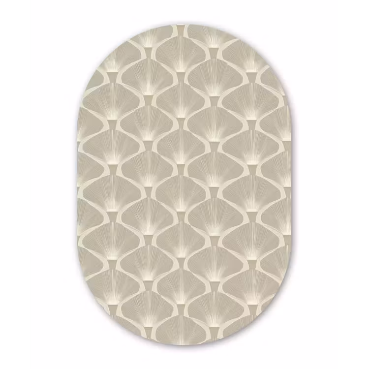Paneel - Ginkgo - Zand Wandcirkel Ovaal Aluminium middel 839 -3d
