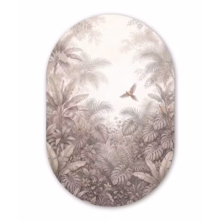 Papagaai - Jungle - Tropisch Wandcirkel Ovaal Aluminium middel -3d