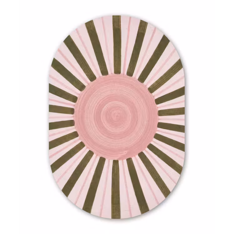 Patroon - Cirkel - Stralen - Abstract - Roze Wandcirkel Ovaal Aluminium middel -3d