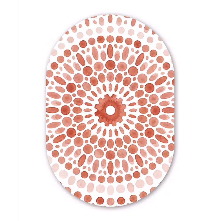 Patroon - Cirkels - Abstract - Modern - Rood Wandcirkel Ovaal Aluminium middel -3d