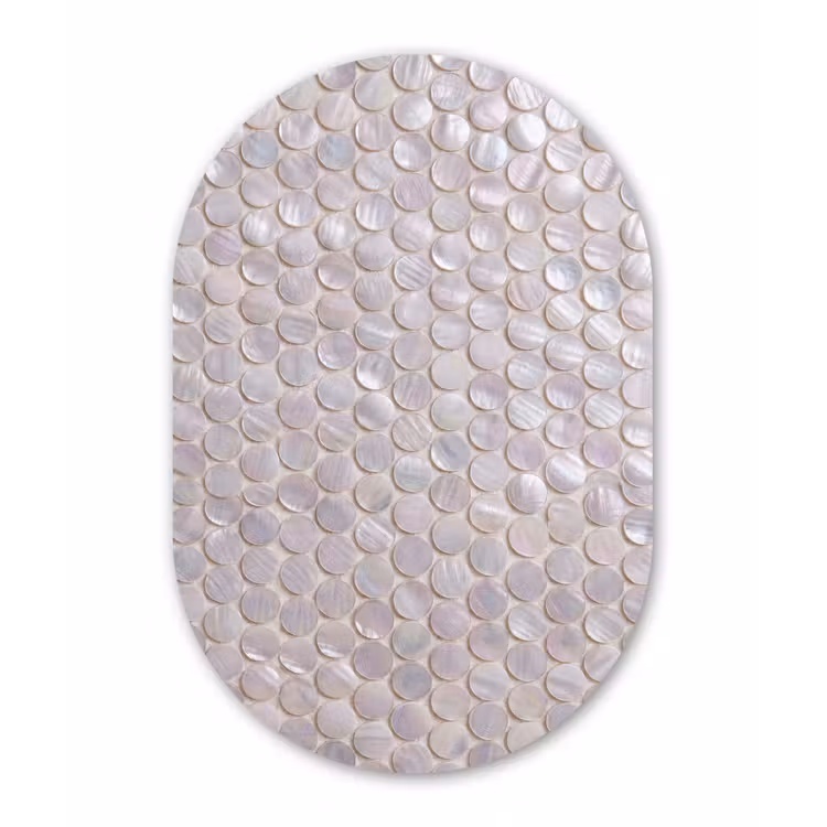 Patroon - Cirkels - Abstract - Modern - Wit Wandcirkel Ovaal Aluminium middel -3d