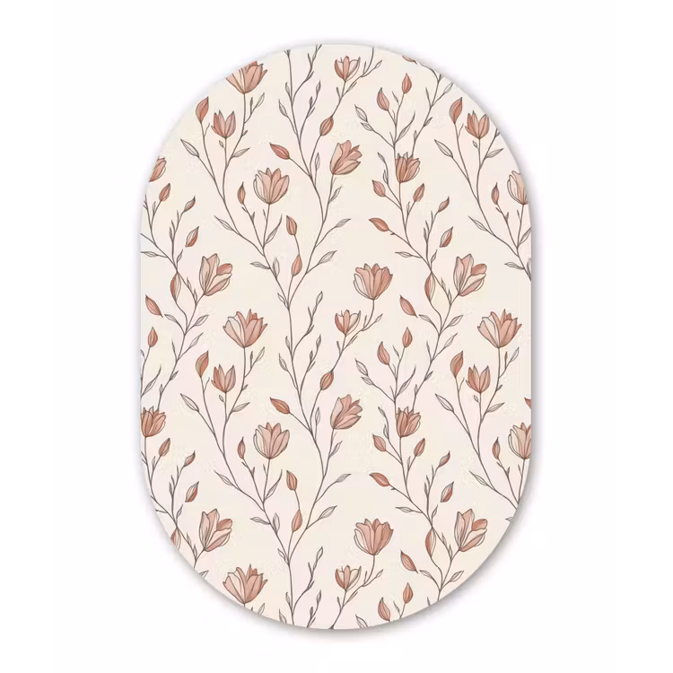 Patroon - Klassiek - Roze Wandcirkel Ovaal Aluminium middel 839 -3d