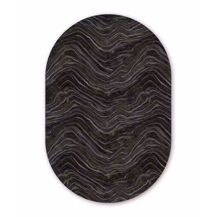 Patroon - Contrast - Antraciet Wandcirkel Ovaal Aluminium middel 839 -3d