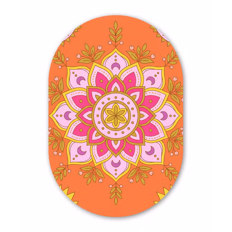 Patroon - Bloemmotief - Decoratie - Abstract - Roze Wandcirkel Ovaal Aluminium middel -3d