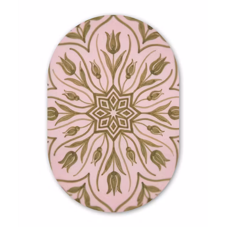 Patroon - Mandala - Decoratie - Abstract - Groen Wandcirkel Ovaal Aluminium middel -3d