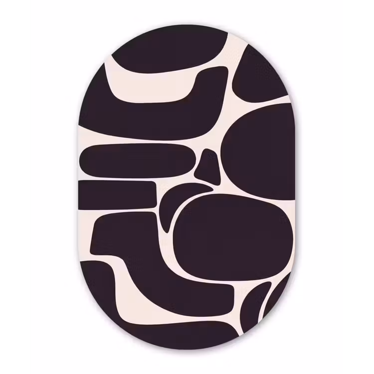 aluminium oval wall art - Pattern - Organic - Black - Patroon - Organisch - Zwart Wandcirkel Ovaal Aluminium middel