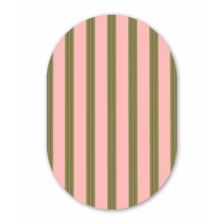Patroon - Strepen - Abstract - Roze - Groen Wandcirkel Ovaal Aluminium middel -3d