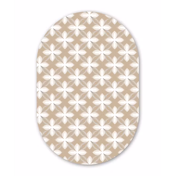 Patroon - Symmetrisch - Beige Wandcirkel Ovaal Aluminium middel 839 -3d