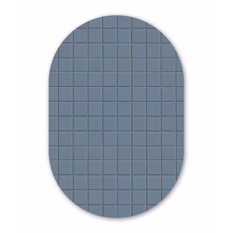 Patroon - Tegel - Blauwgrijs Wandcirkel Ovaal Aluminium middel 839 -3d