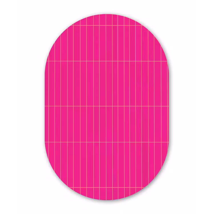 Patroon - Tegel - Magenta - Roze Wandcirkel Ovaal Aluminium middel 839 -3d