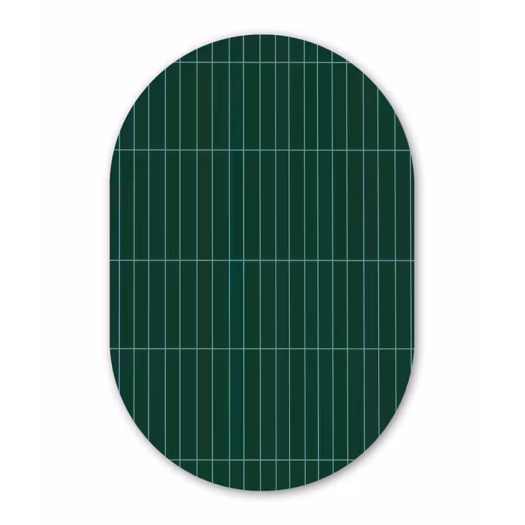 Patroon - Tegels - Donkergroen Wandcirkel Ovaal Aluminium middel 839 -3d