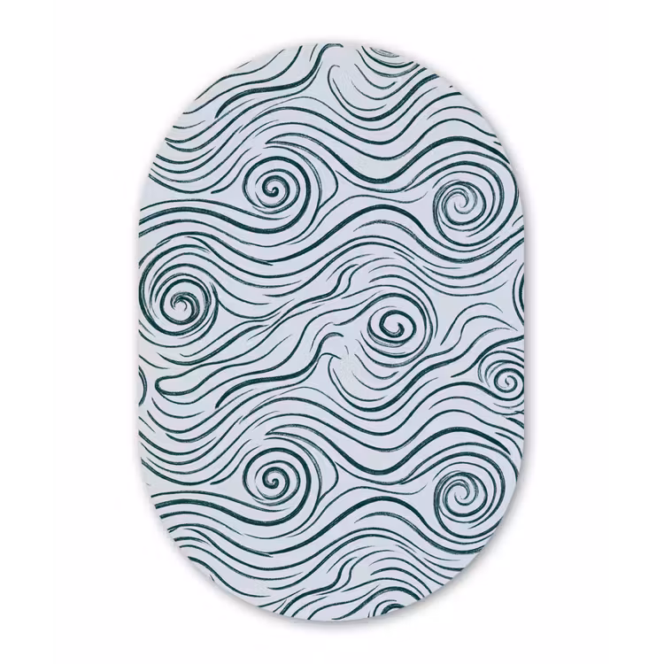 Patroon - Golven - Abstract - Modern - Blauw Wandcirkel Ovaal Aluminium middel -3d