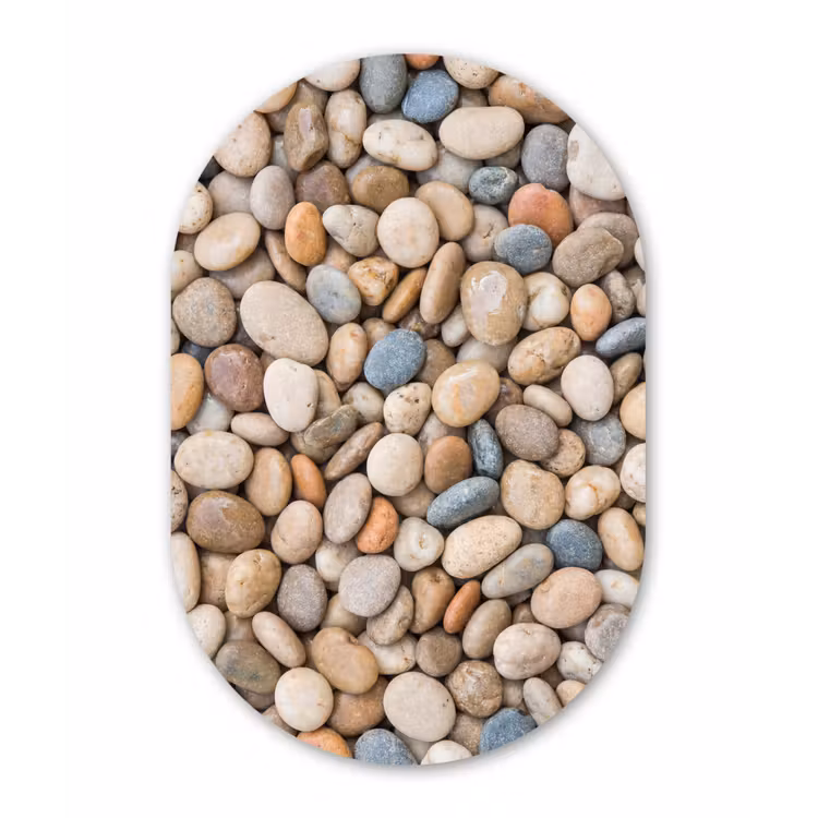 Kiezelstenen - Natuur - Textuur - Beige - Grijs Wandcirkel Ovaal Aluminium middel -3d