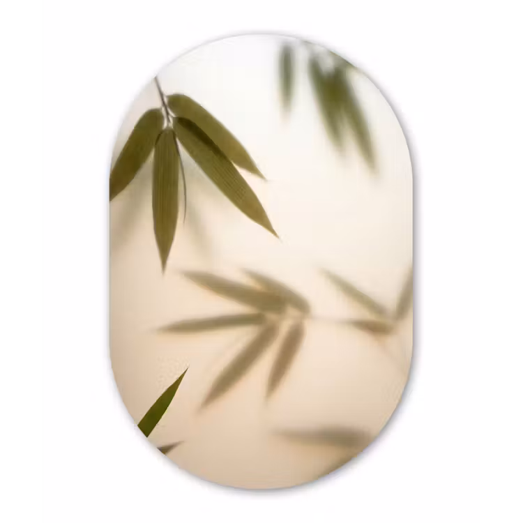 Planten - Bladeren - Natuur - Groen Wandcirkel Ovaal Aluminium middel -3d