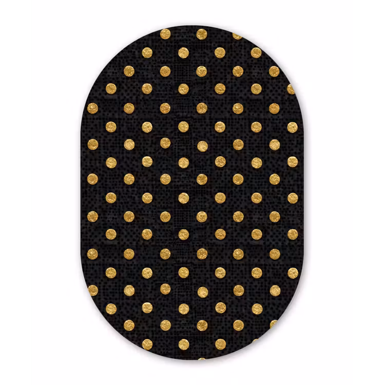 Polka Dot - Stippen - Goud - Zwart Wandcirkel Ovaal Aluminium middel 839 -3d