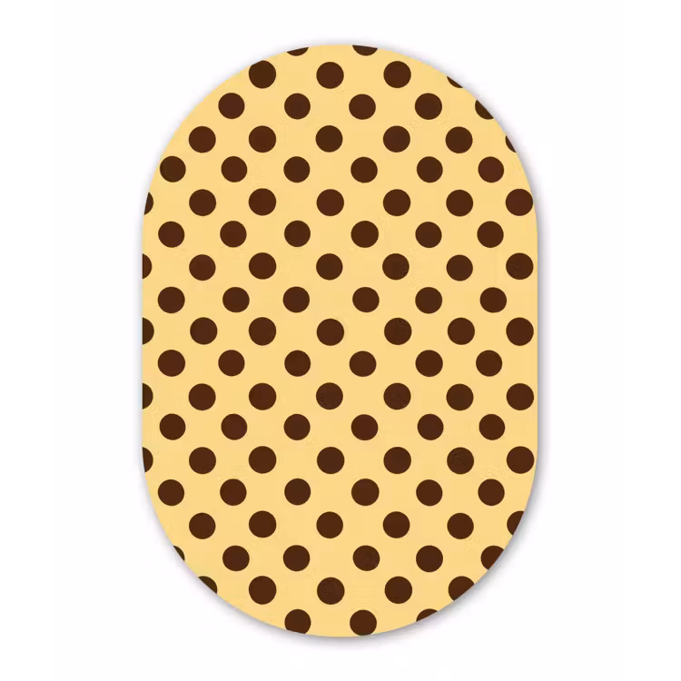 Polka Dot - Stippen - Retro - Geel - Bruin Wandcirkel Ovaal Aluminium middel 839 -3d