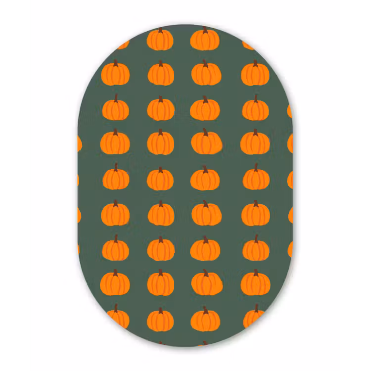 Pompoen - Patroon - Oranje Wandcirkel Ovaal Aluminium middel 839 -3d