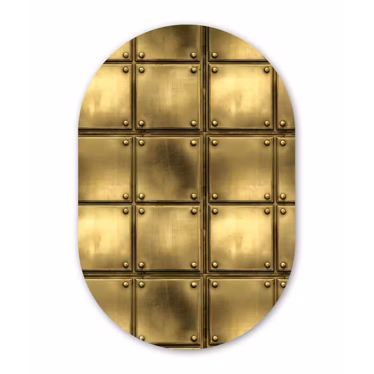 Platen - Industrieel - Stoer - Goud Wandcirkel Ovaal Aluminium middel 839 -3d