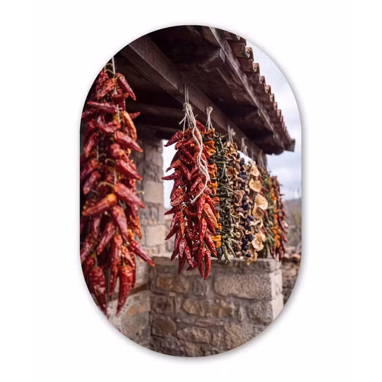 aluminium oval wall art - Red Peppers - Food - Rode pepers - Eten Wandcirkel Ovaal Aluminium middel