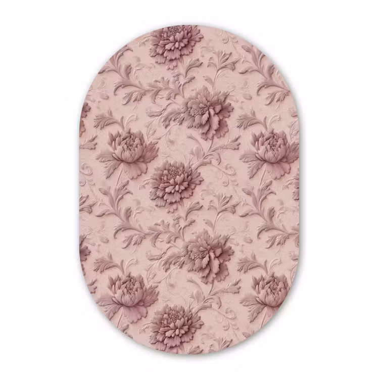 Reliëf - Pioenrozen - Roze Wandcirkel Ovaal Aluminium middel 839 -3d