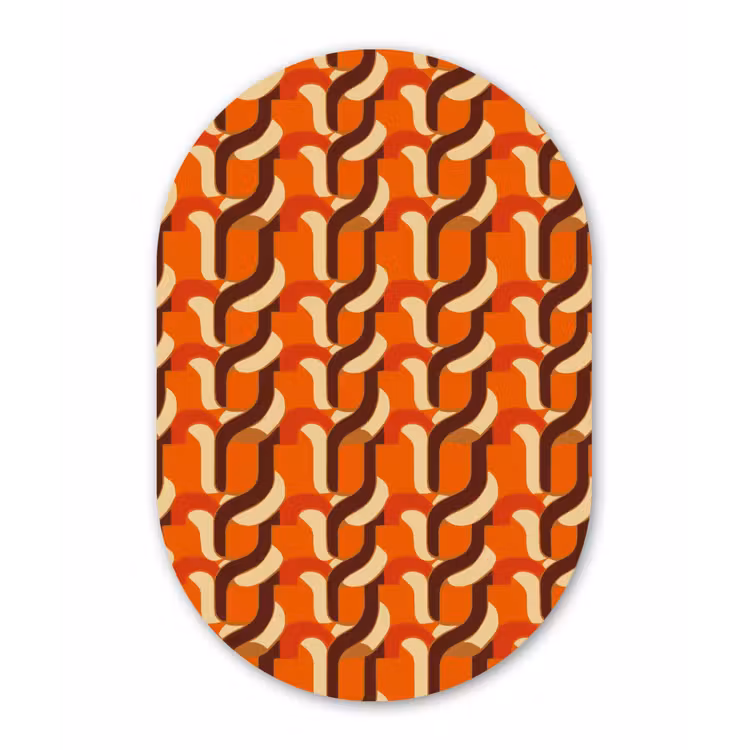 Retro - Modern - Kleurrijk Wandcirkel Ovaal Aluminium middel 839 -3d