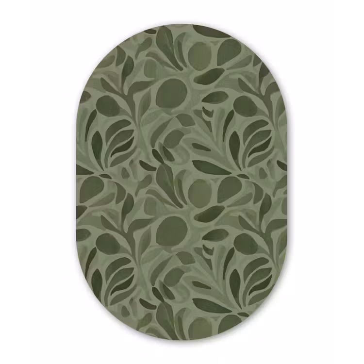 Sereen - Bladeren - Groen Wandcirkel Ovaal Aluminium middel 839 -3d
