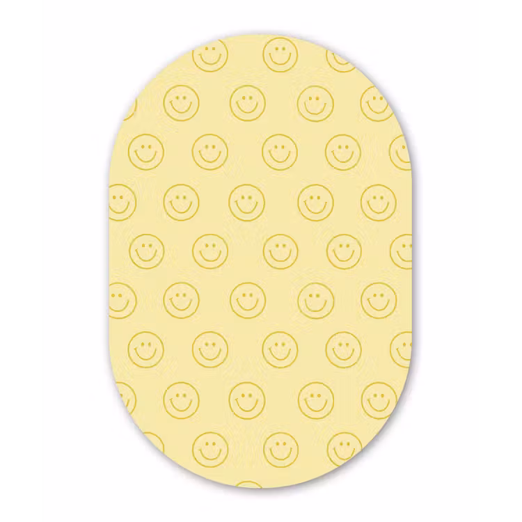 Smileys - Patroon - Retro - Zachtgeel Wandcirkel Ovaal Aluminium middel 839 -3d