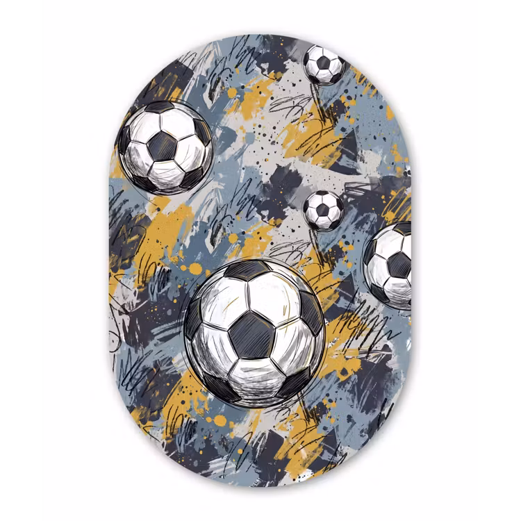 Voetbal - Abstract - Sport - Kleurrijk Wandcirkel Ovaal Aluminium middel -3d