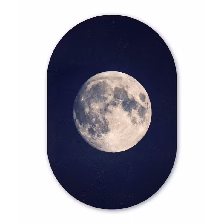 Ruimte - Maan - Kosmos Wandcirkel Ovaal Aluminium middel -3d