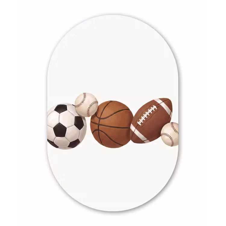 Sport - Ballen - Illustratie Wandcirkel Ovaal Aluminium middel -3d