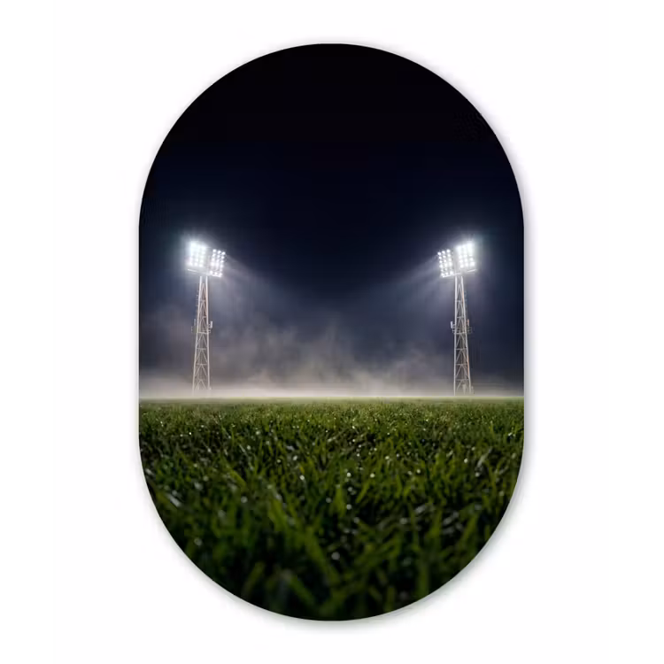 Stadion - Lichtmast - Sport - Nacht Wandcirkel Ovaal Aluminium middel -3d