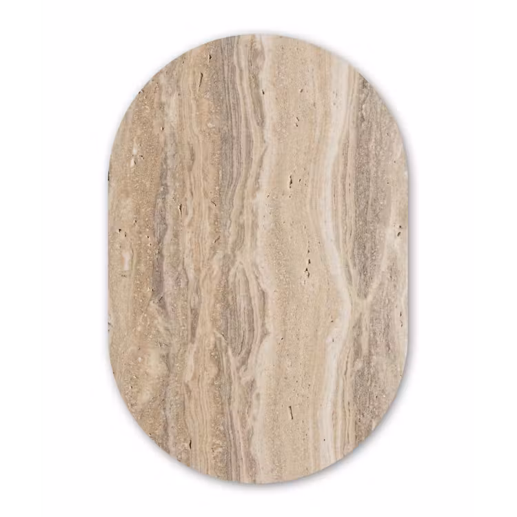 Steen - Patroon - Textuur - Natuurlijk - Beige Wandcirkel Ovaal Aluminium middel -3d