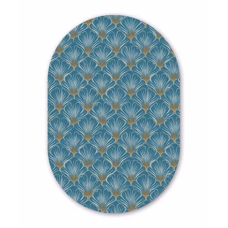 Symmetrisch - Patroon - Blauw Wandcirkel Ovaal Aluminium middel 839 -3d