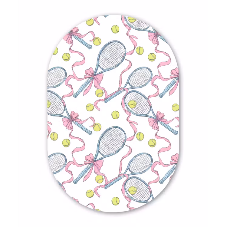 Tennis - Strikken - Kleurrijk Wandcirkel Ovaal Aluminium middel 839 -3d