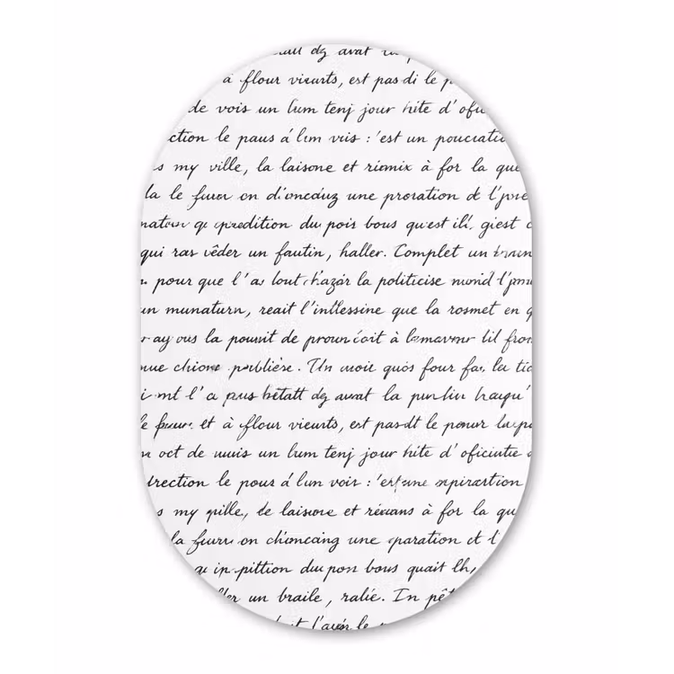 Tekst - Handschrift - Klassiek - ZwartWit Wandcirkel Ovaal Aluminium middel -3d