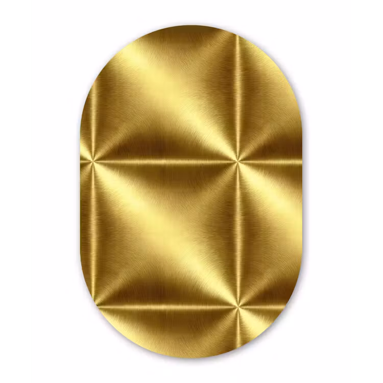 Textuur - Geborsteld Goud - Industrieel - Metallic Wandcirkel Ovaal Aluminium middel 839 -3d