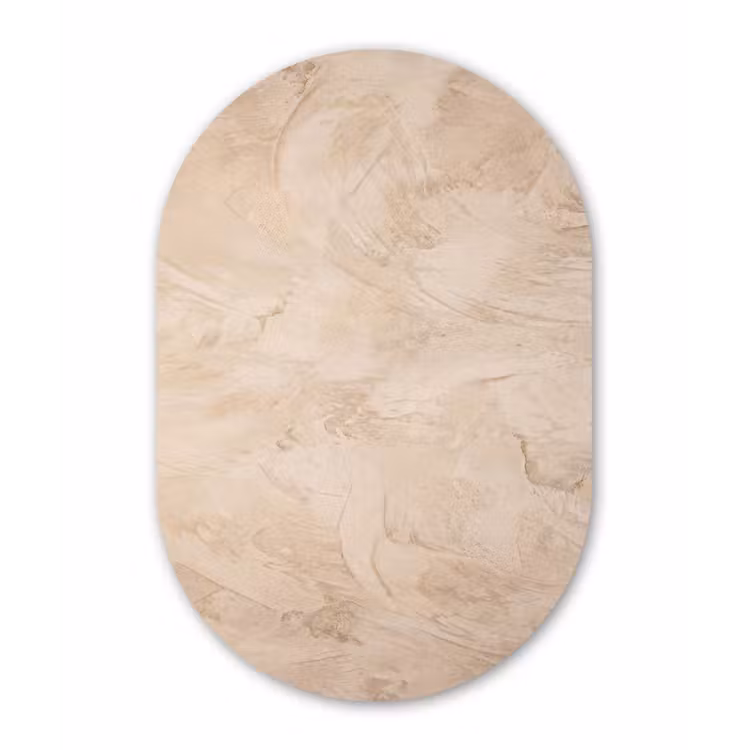Textuur - Patroon - Abstract - Modern - Beige Wandcirkel Ovaal Aluminium middel -3d