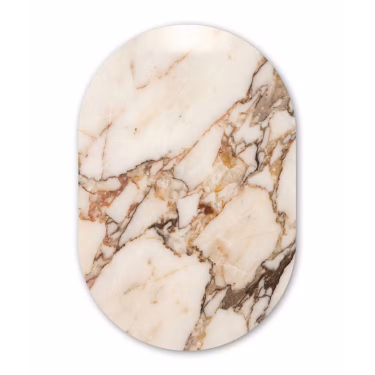 Textuur - Gesteente - Aderen - Abstract - Wit Wandcirkel Ovaal Aluminium middel -3d