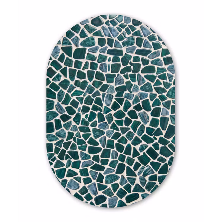 Textuur - Steen - Groen - Abstract - Patroon Wandcirkel Ovaal Aluminium middel -3d