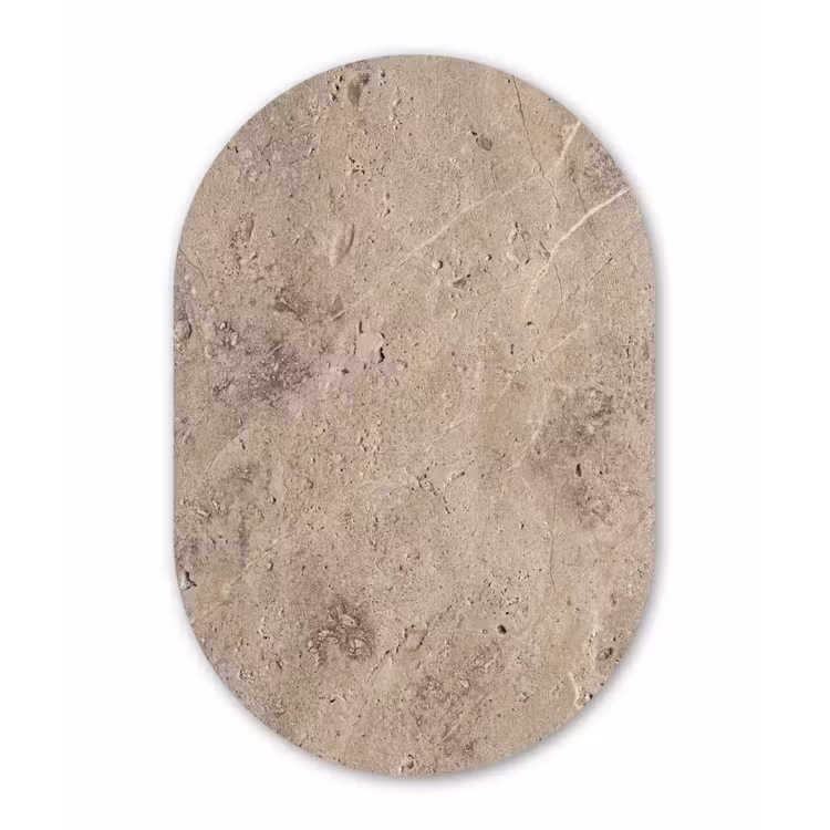 Textuur - Steen - Patroon - Rustiek - Beige Wandcirkel Ovaal Aluminium middel -3d