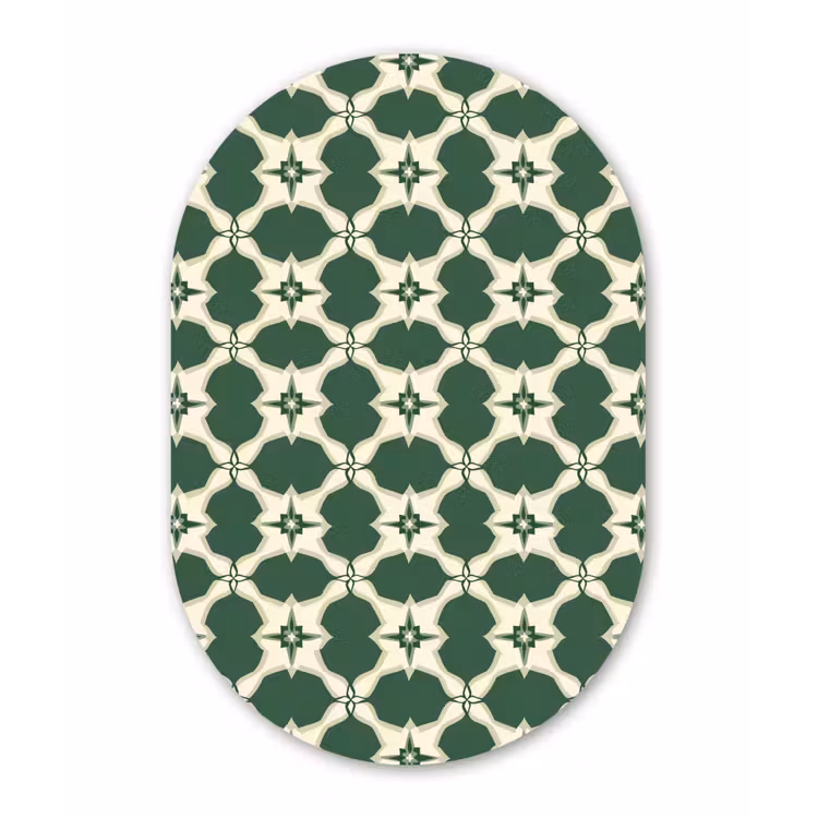 Tegel - Klassiek - Groen Wandcirkel Ovaal Aluminium middel 839 -3d