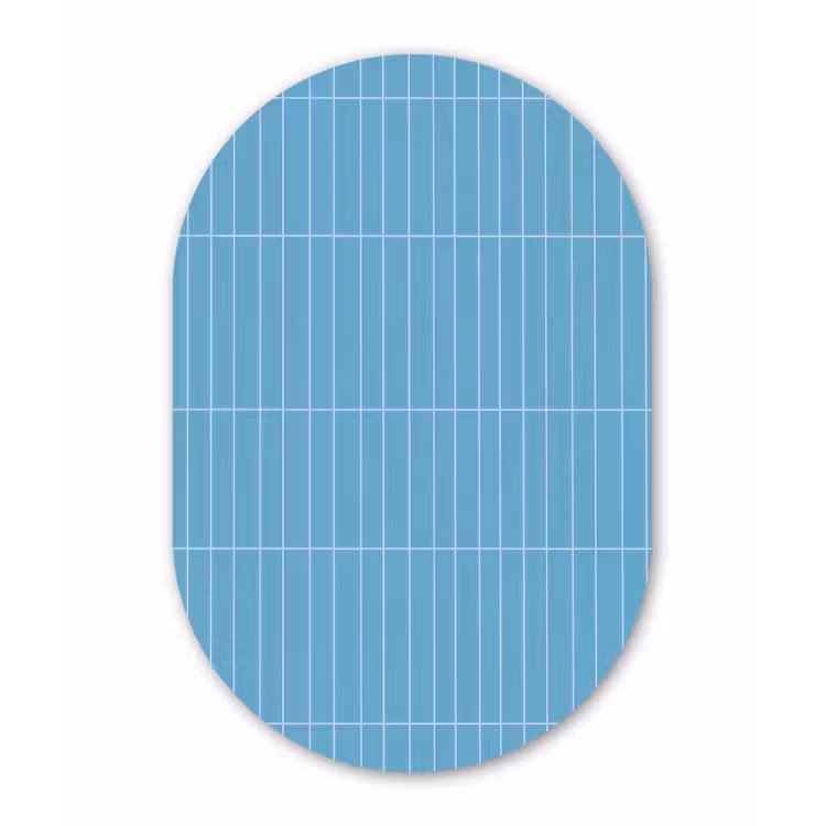 Tegel - Langwerpig - Patroon - Blauw Wandcirkel Ovaal Aluminium middel 839 -3d