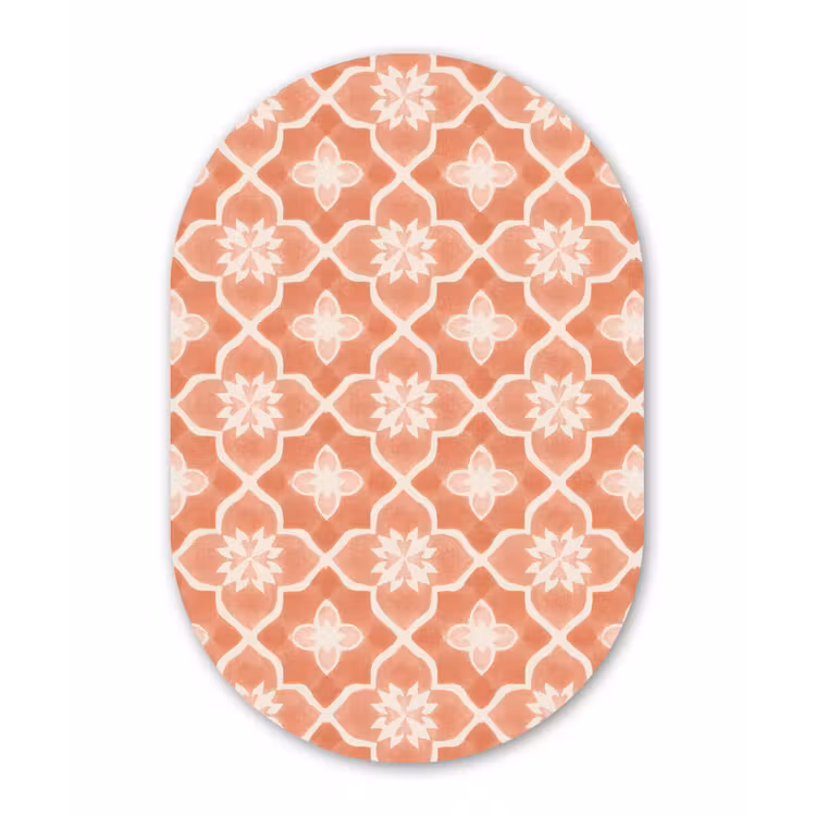 Tegelpatroon - Arabesk - Vintage - Terracotta Wandcirkel Ovaal Aluminium middel 839 -3d
